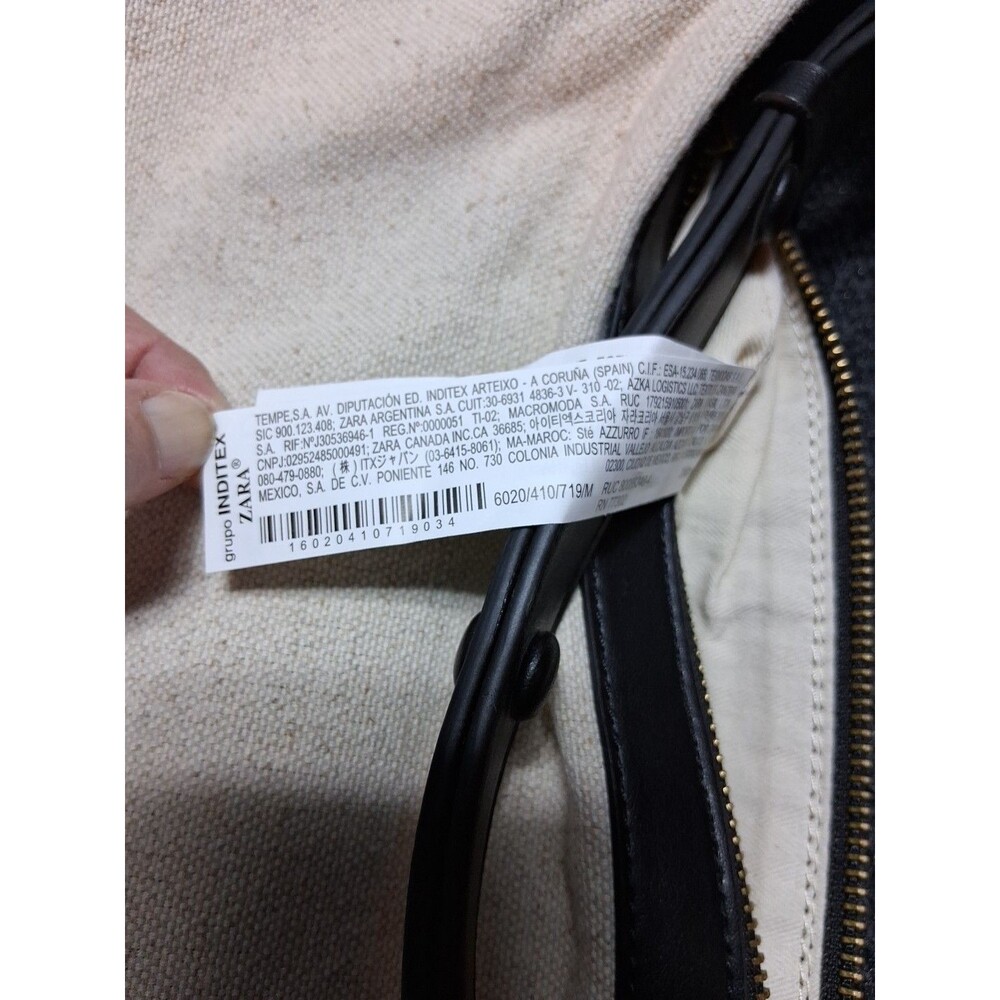 Zara Contrast Oval Shoulder Bag Ecru Black Strap Minimalist Classic - Picture 12 of 16